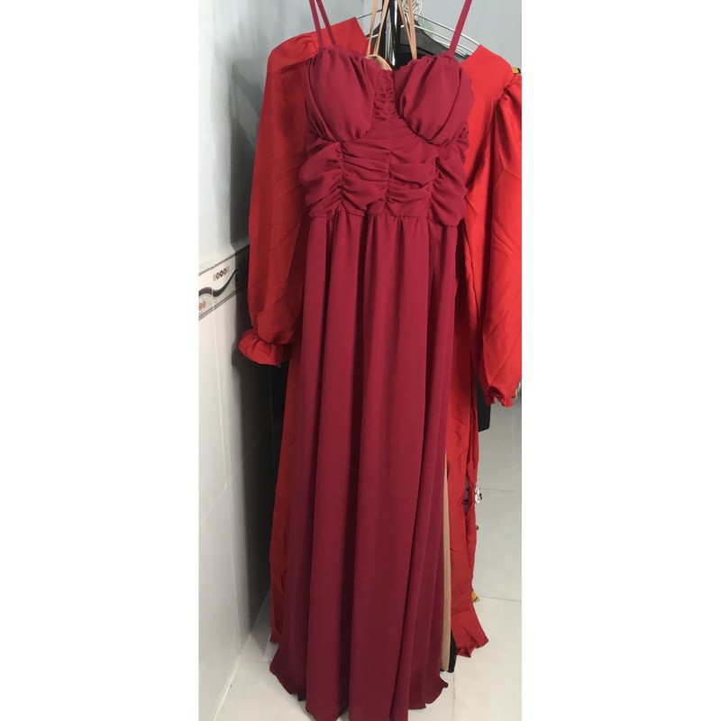 Đầm maxi vol hai dây xẻ tà cúp ngực viền ren (Ảnh thật shop chụp) | BigBuy360 - bigbuy360.vn
