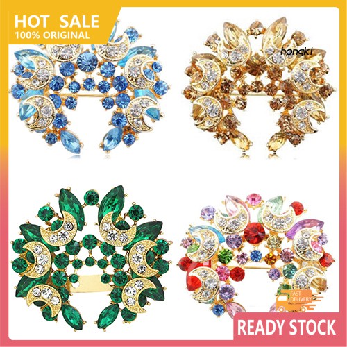 Ghim Cài Áo Hình Mặt Trăng Và Hoa Đính Kim Cương Giả Thời Trang Cho Nữ