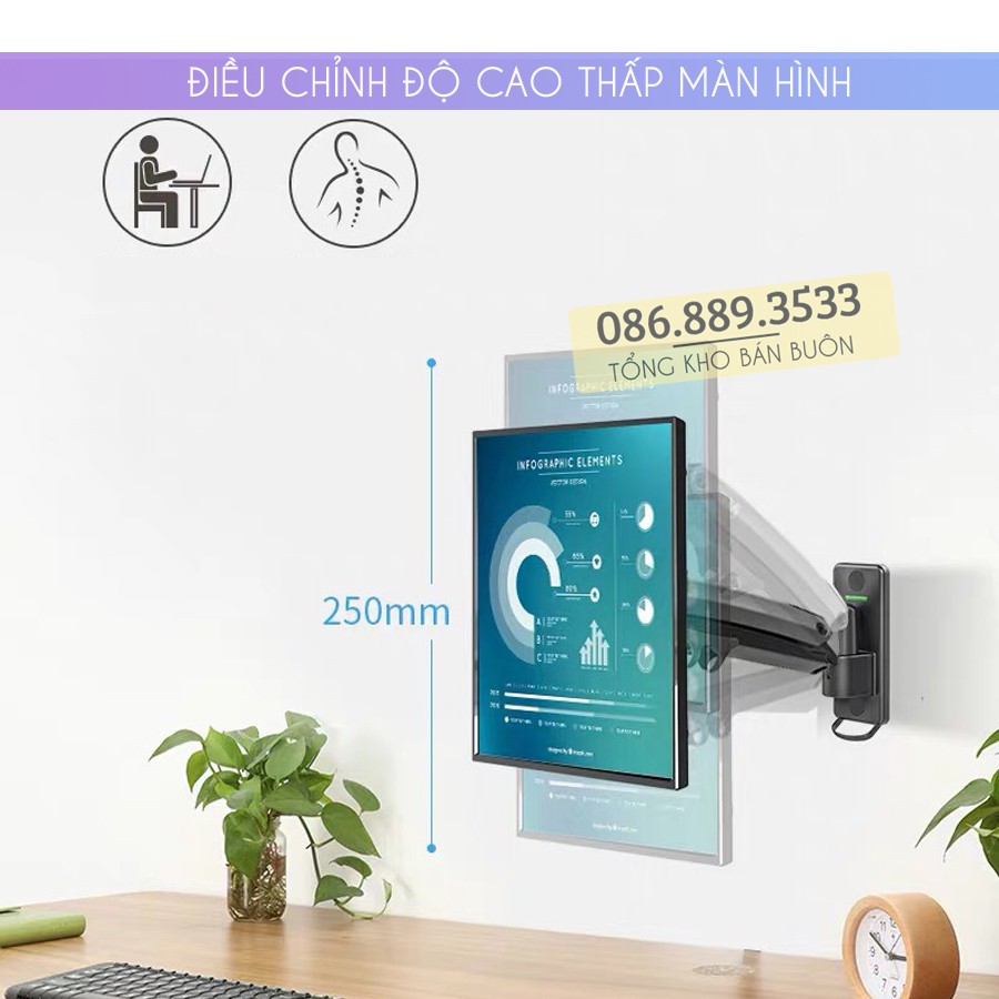 Giá Treo Màn Hình Máy Tính Gắn Tường NB F425 24 - 27 - 29 - 32 - 35 Inch - Giá Treo Tivi North Bayou Xoay Đa Năng