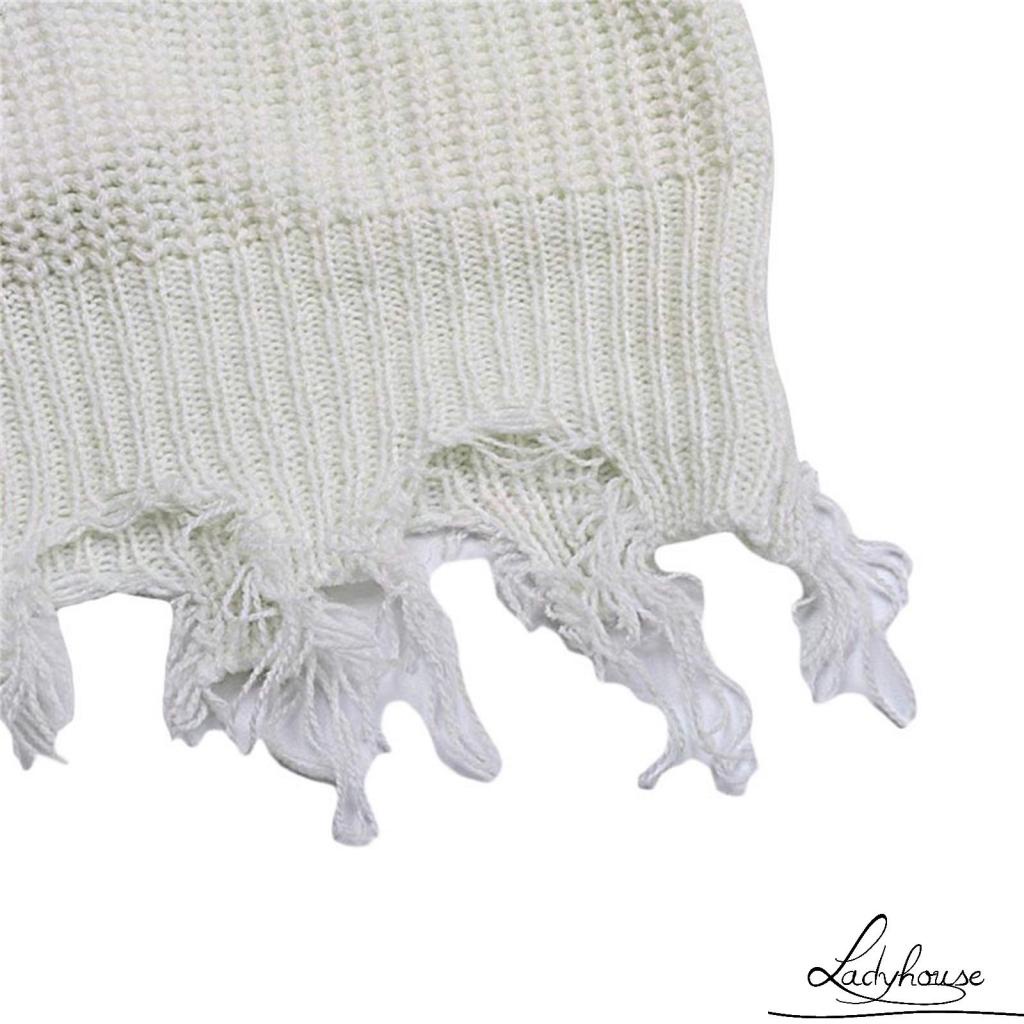 Áo Dệt Kim Tay Dài Cổ Cao Xẻ Tà Màu Sắc Trơn Thời Trang Xuân Thu Dành Cho Nữ