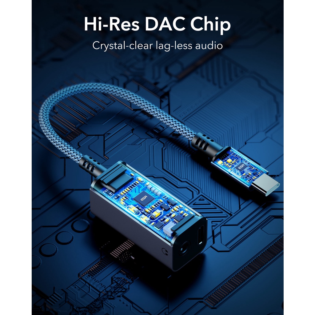 Esr Đầu Chuyển Đổi Tai Nghe USB-C 3.5mm 9V 3A PD Bằng Hợp Kim Nhôm Màu Xám Đậm