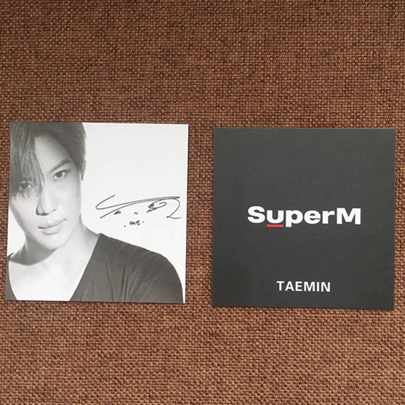Thẻ ảnh in các thành viên BAEKHYUN MARK KAI TEN LUCAS TAEMIN TAE YOUNG nhóm nhạc Hàn Quốc SUPER M có chữ ký độc đáo