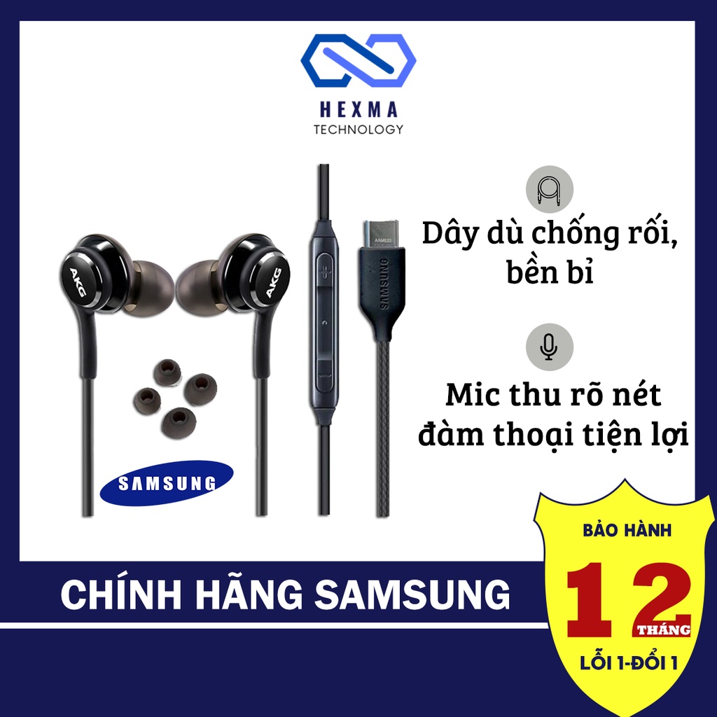 Tai nghe Samsung S20, Note 10, Note 20 chính hãng - Tai nghe AKG jack Type C - Bảo hành 12 tháng 1 đổi 1