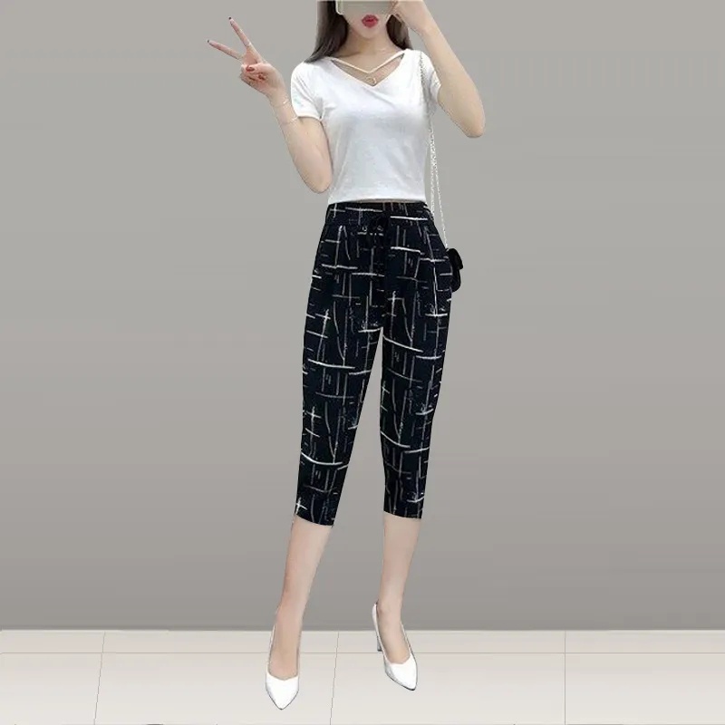 【40-90KG】Quần Harem Lưng Cao Ống Rộng Plus Size Dành Cho Nữ C9284