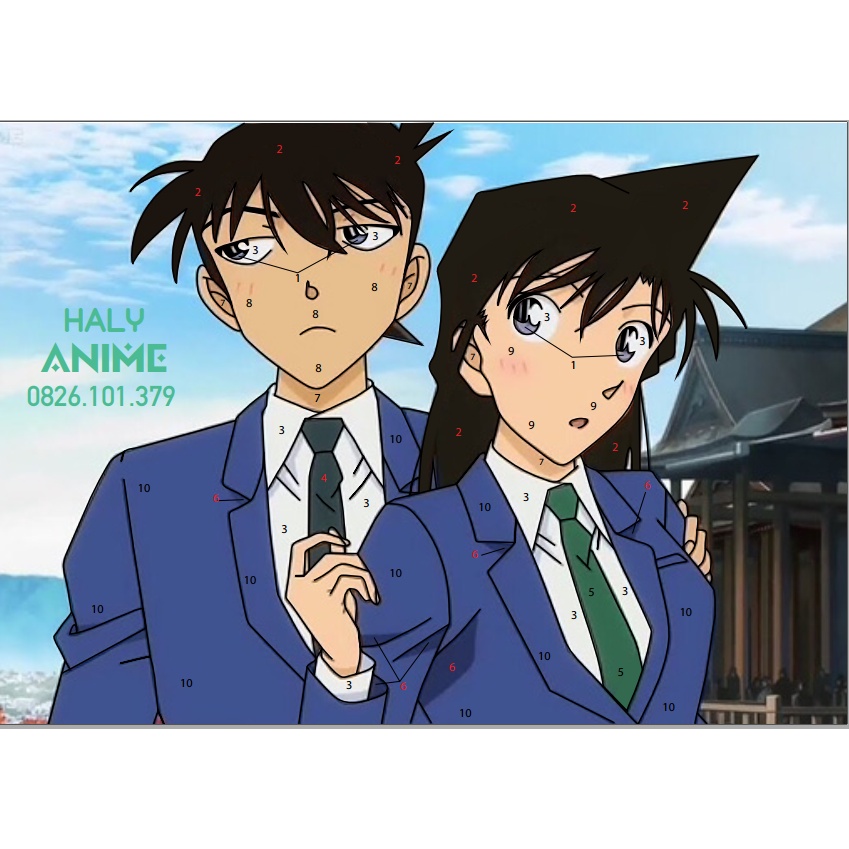Tranh kính anime Shinichi Ran, theo yêu cầu, glass painting kit dễ thương, màu acrylic 3D khó phai.