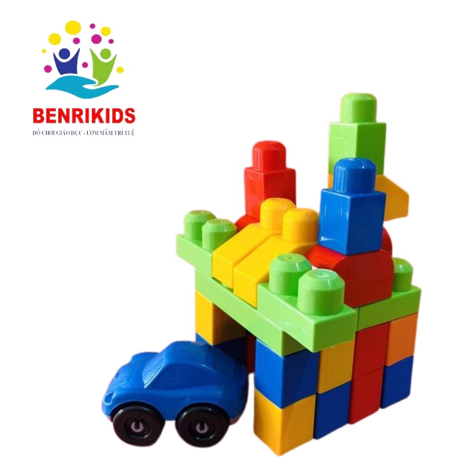 Bộ Đồ Chơi Xếp Hình 40 Chi Tiết Hàng VIJAGOTặng Kèm Ô Tô Lắp Ghép Bằng Nhựa Cho Bé