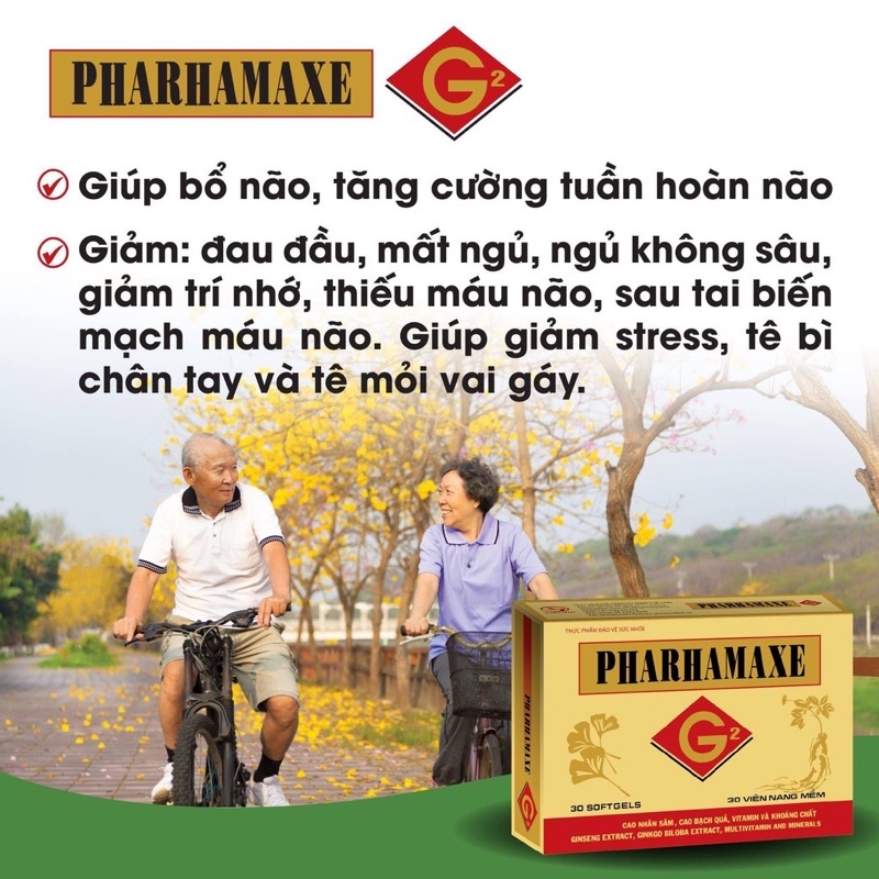 ✅ Viên bổ não Pharhamaxe G2- Tăng tuần hoàn não, hoạt huyết, dưỡng não, giảm đau đầu, mất ngủ - Hộp 30 viên