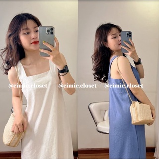 Váy suông dài tay hai dây bản to khoét nách đan chéo lưng ulzzang hàng QC