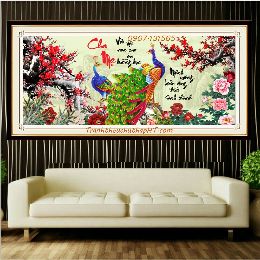 Tranh đính đá cha mẹ VS438: 120*56cm - chưa đính