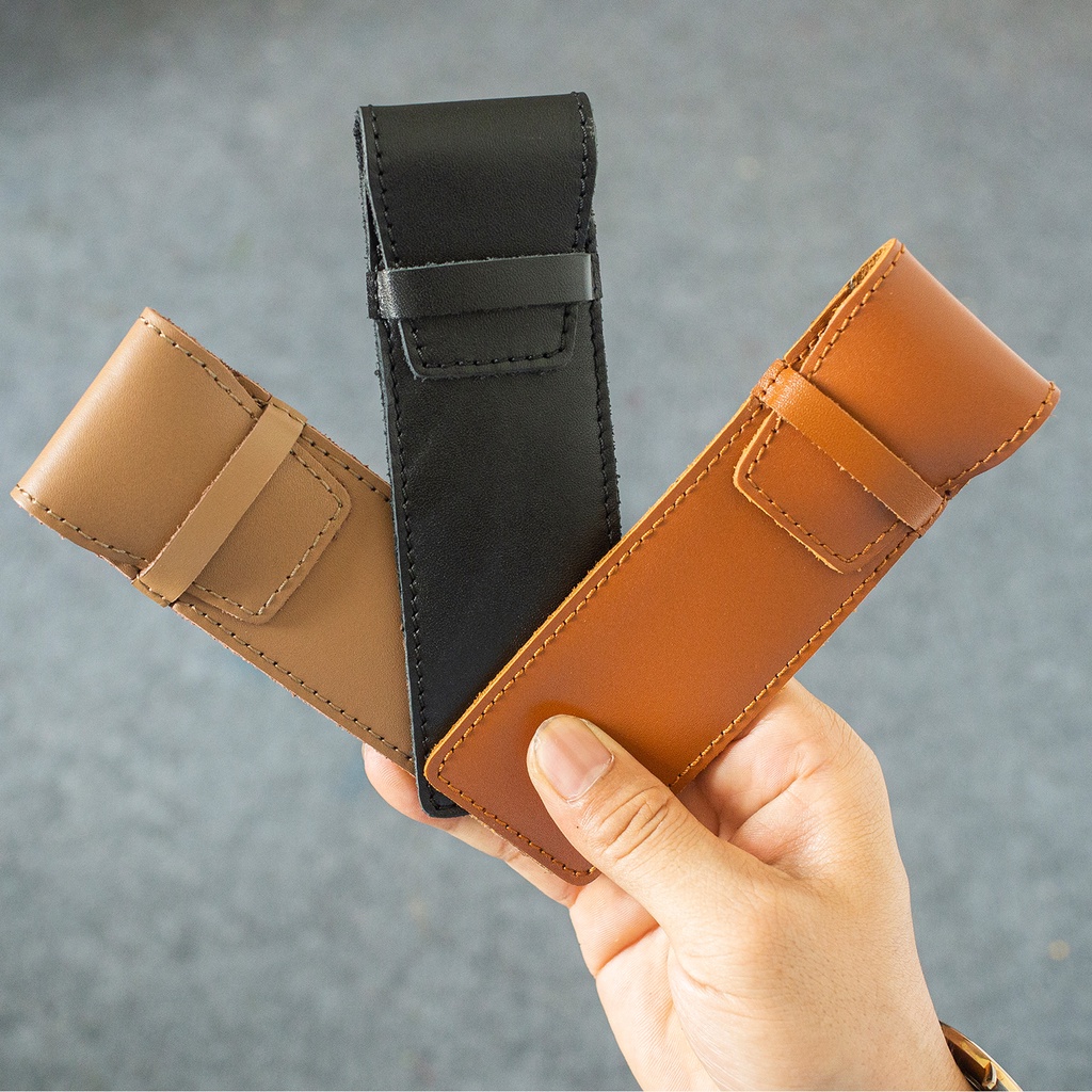 Bao bút da bò thật Bụi Leather – P103, nhiều màu lựa chọn, bảo hành 12 tháng