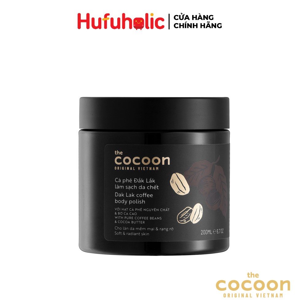 Tẩy da chết cho cơ thể chiết xuất từ Cà phê Đắk Lắk COCOON DakLak Coffee Body Polish 200ml COCN05