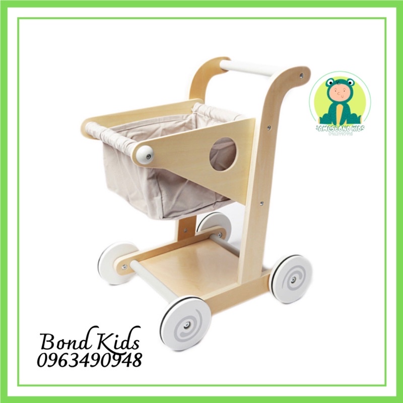 Xe đẩy tập đi bằng gỗ cho bé từ 1 đến 3 tuổi dễ thương-Bond Kids