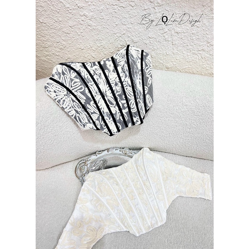Áo ren thêu croptop cúp ngực có gọng và mút ngực