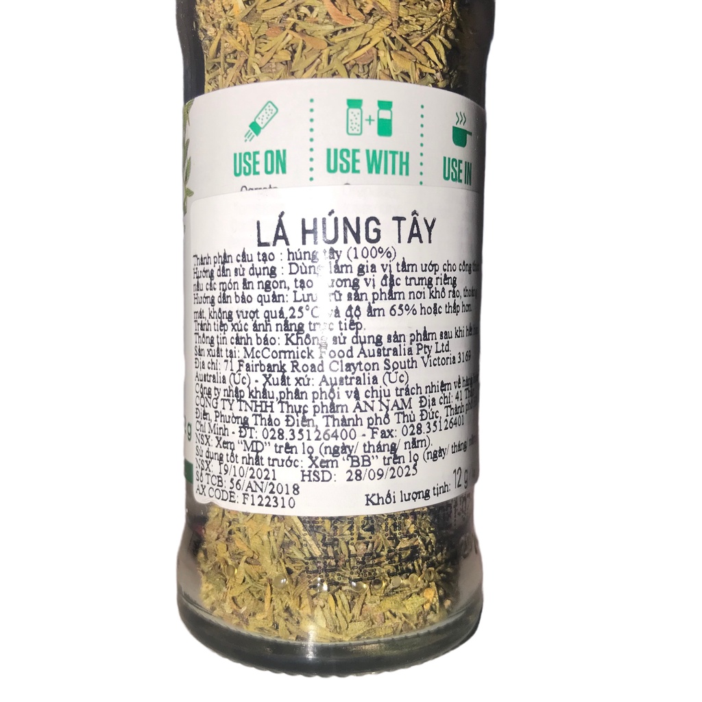 Lá Húng tây McCormick 12g/ Thyme Leaves 12g