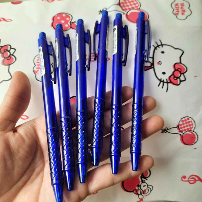 Set 5 bút bi vỏ xanh mực xanh