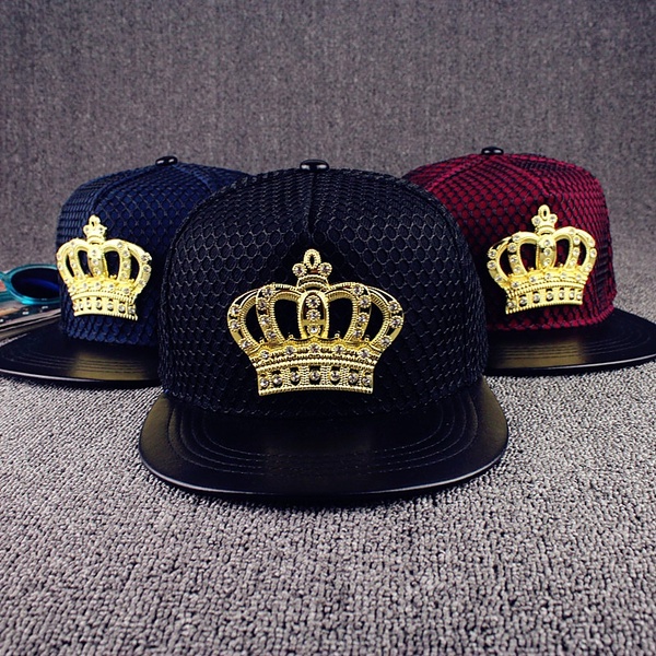 Mũ thời trang Vương miện Hip Hop Nam và Nữ Mũ bóng chày Mũ Snapback Mũ Pu Skin Hat