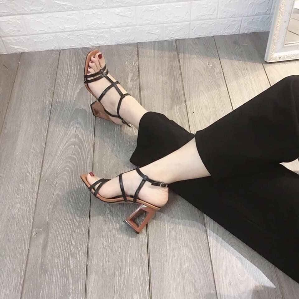 Giày Sandal gót lỗ quai lưới 7p - CG-0373 khosi