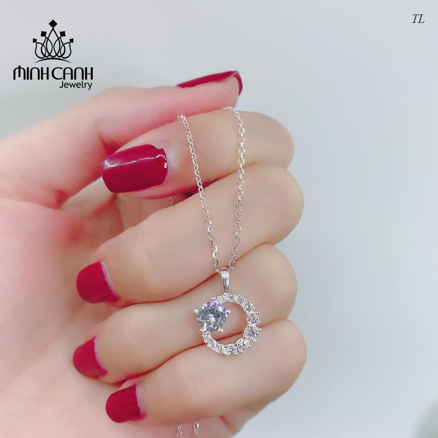 Dây Chuyền Minh Canh Jewelry Bạc Ta Tròn Đính Đá