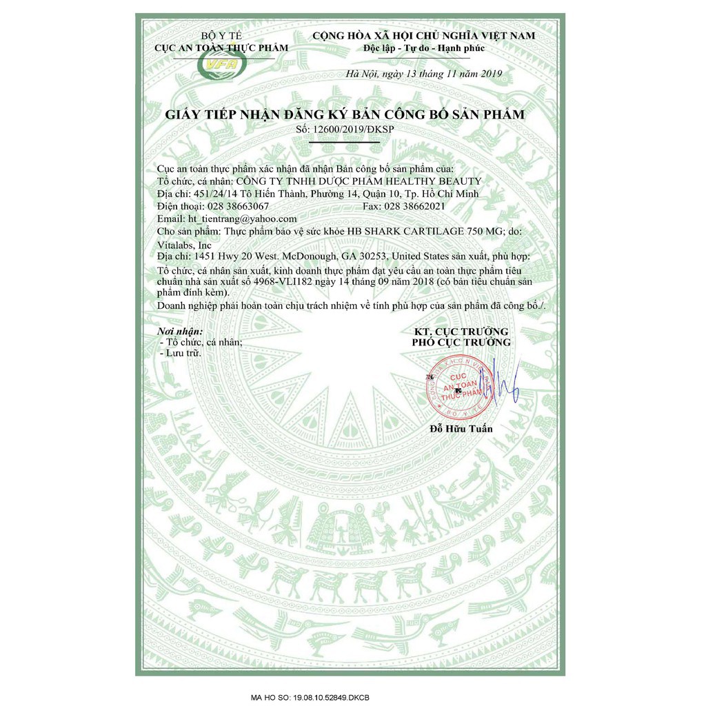 HB Shark Cartilage 750mg Healthy beauty sụn vi cá mập Mỹ hỗ trợ bổ xương khớp