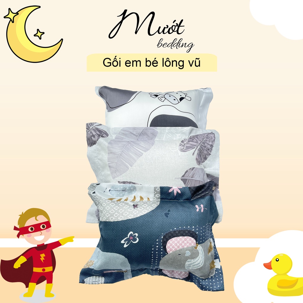 Gối cho bé, gối cho bé sơ sinh, gối trẻ em chất liệu Cotton Size 25x35cm Mướt Bedding