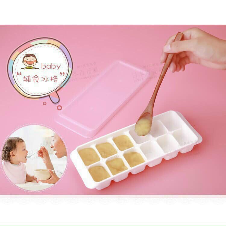 Khay trữ đông Kobuko bye bye, khay trữ đông Ice Tray Nhật Bản 25ml - 50ml đựng đồ ăn dặm trữ đông cho bé có nắp