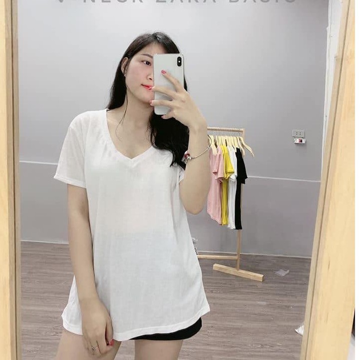 Áo Thun Nữ  Áo thun cổ tim nữ 5 màu SIÊU HOT