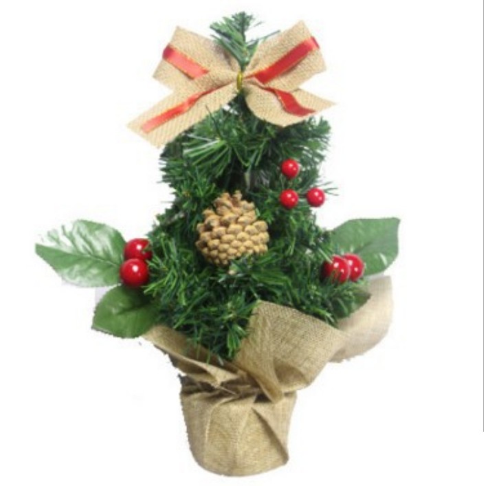 Cây thông noel nhí NƠ VẢI cao 30cm, 40cm để bàn MẪU C11