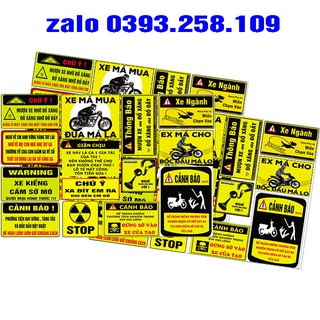 combo 14 tem cảnh báo logo cảnh báo dán xe
