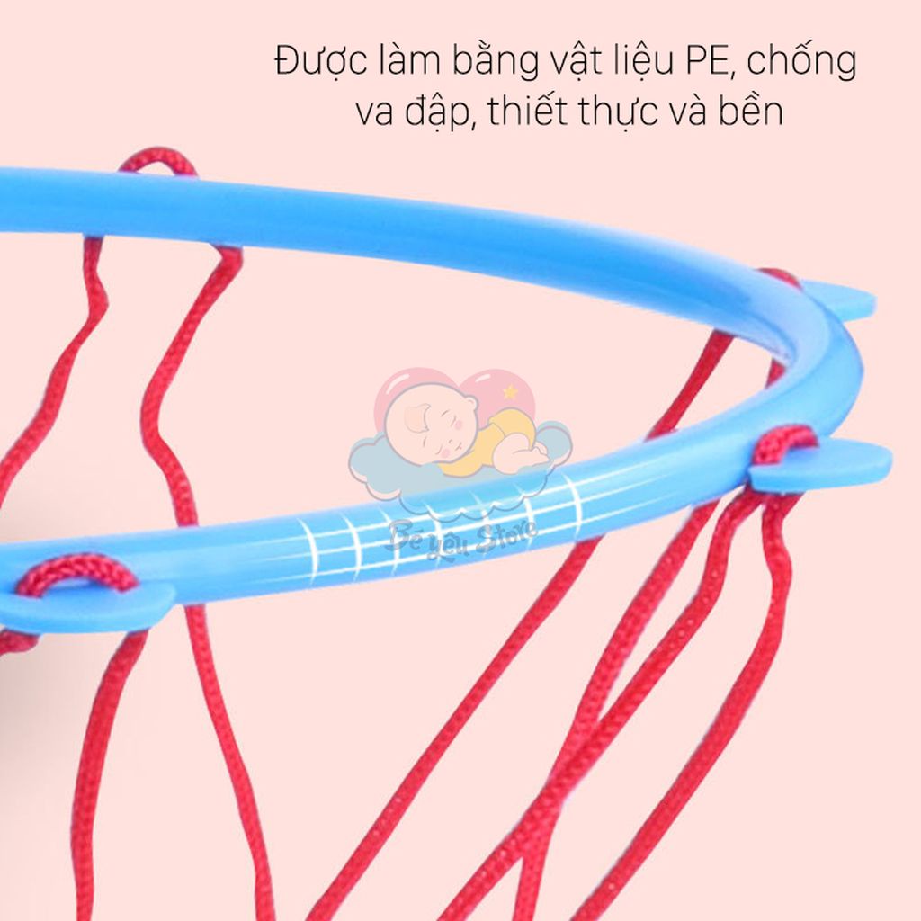 Bộ đồ chơi bóng rổ treo tường, bảng ném bóng rổ dán tường mini cho bé vui chơi trong nhà
