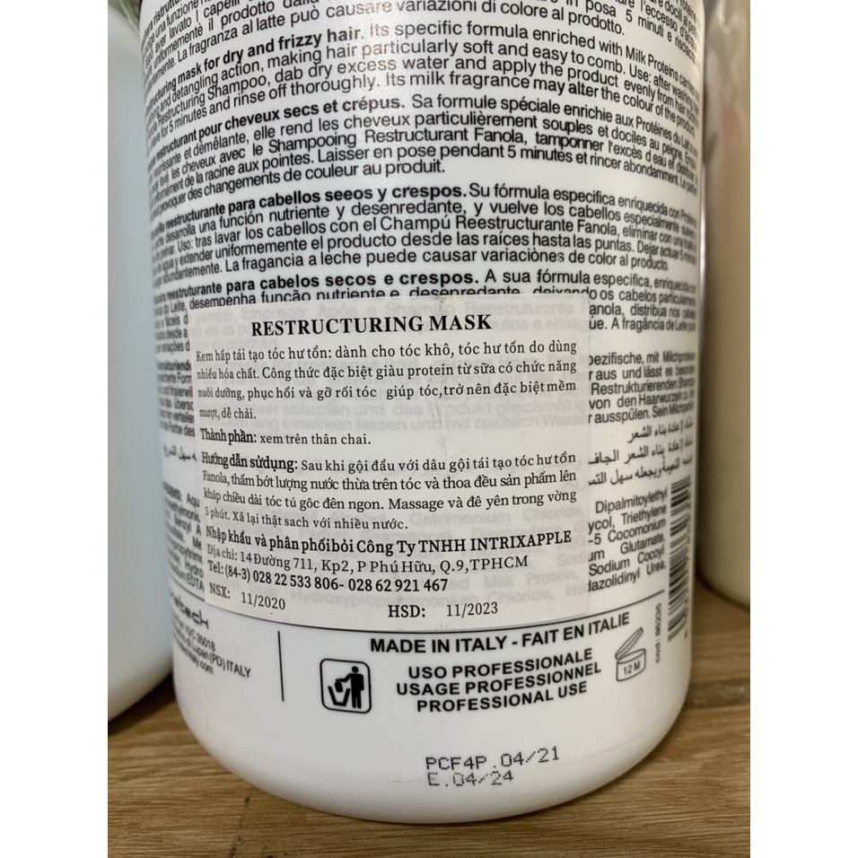 Hấp dầu/ ủ tóc Fanola ý 1500ml có chử dập trên nắp