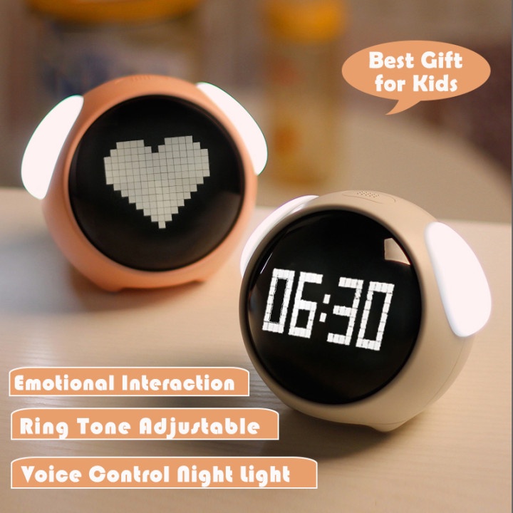 Đồng hồ báo thức kiêm đèn ngủ cảm biến âm thanh  Emoji Alarm clock đồng hồ biểu tượng cảm xúc dễ thương
