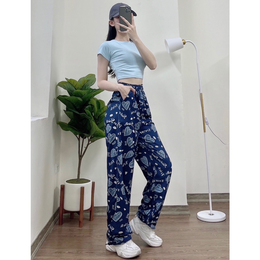 Quần Jogger 3D Trái Tim Ulzzang Unisex Jogger Loang Màu Dây Rút Lai Ống Rộng V2 - MM