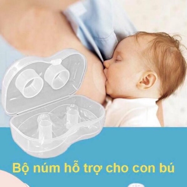 Núm trợ ti cho mẹ, 2 núm trợ ti silicon mỏng và siêu mềm kèm hộp đựng