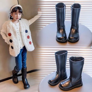 Bốt da trẻ em, giày bốt martin cổ cao lót nhung thời trang cho bé gái