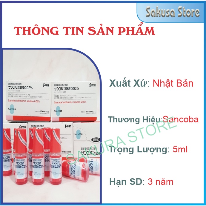 Nhỏ mắt cận thị Sancoba 5ml nước nhỏ mắt hỗ trợ tăng cường thị lực Nhật Bản phòng ngừa cận thị giảm mỏi mắt