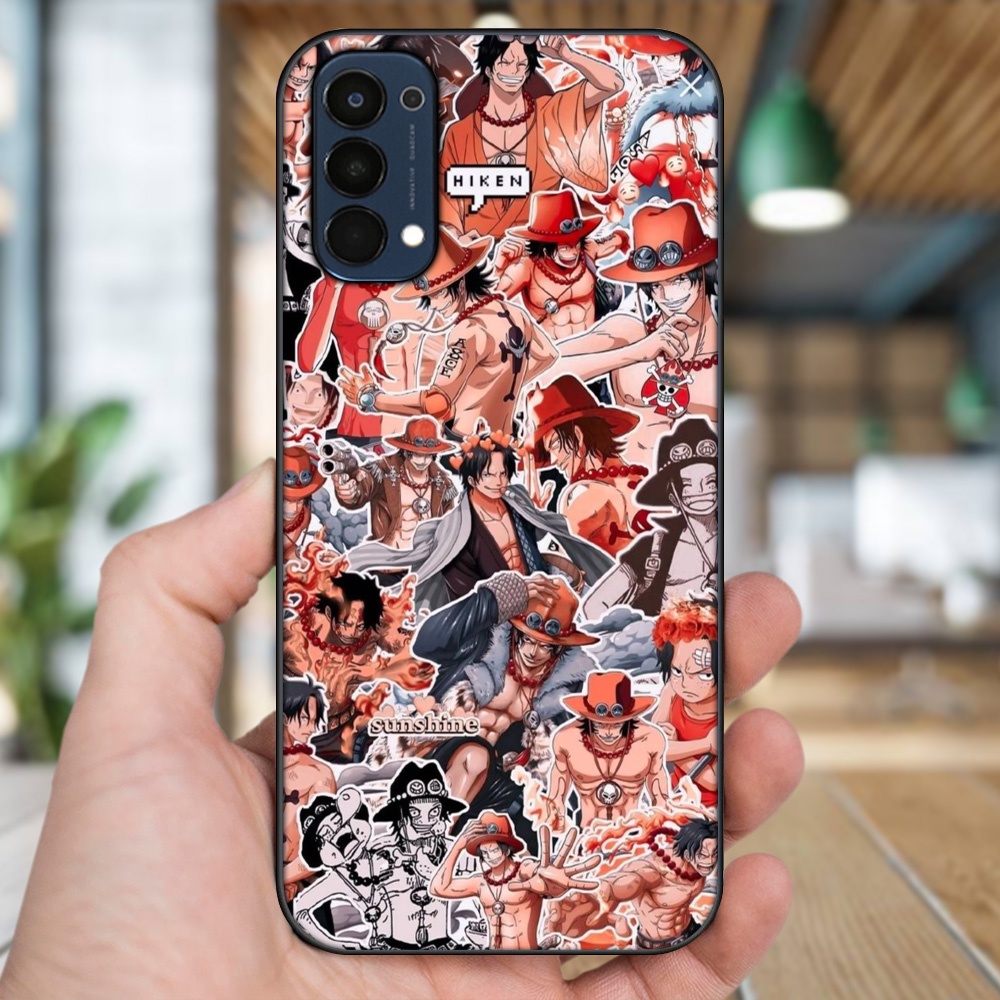 Ốp lưng Oppo Reno 4 viền đen in hình Ace One Piece