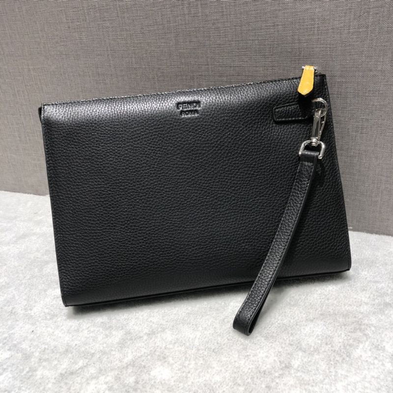 clutch cầm tay cho nam nữ họa tiết hình đôi mắt vàng da thật Fendi FD