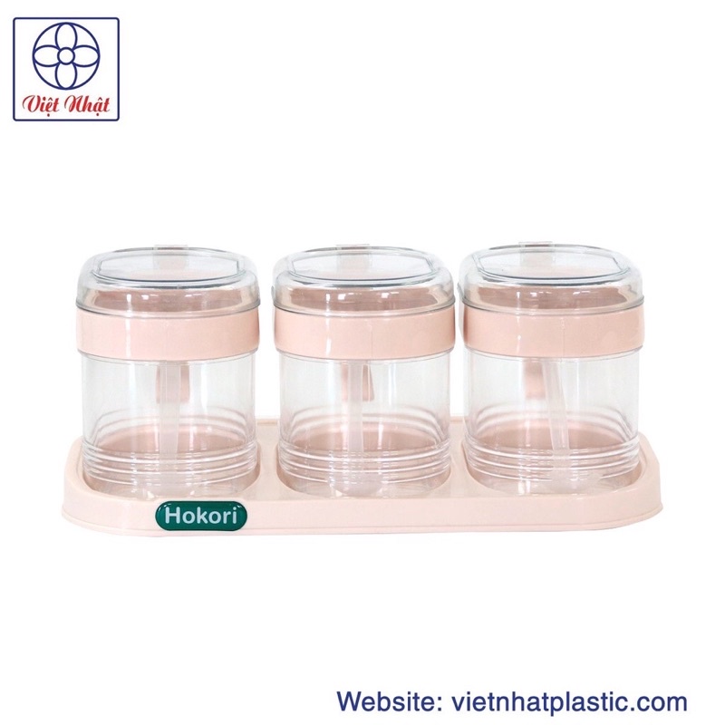 Lọ gia vị bộ 3 hokori nhựa Việt Nhật mã 2936
