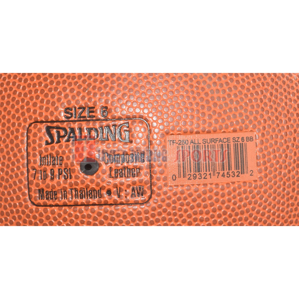 Bóng rổ Spalding TF250 All Surface Indoor/Outdoor Size 6 + Tặng bộ kim bơm bóng và lưới đựng bóng