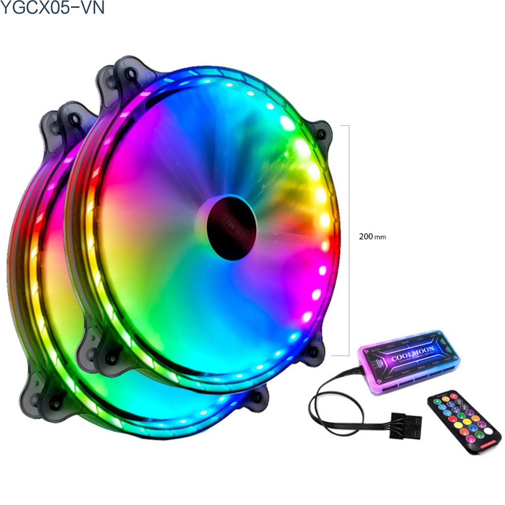 Quạt Tản Nhiệt 11 Cánh Màu Rgb Cỡ Lớn Không Gây Tiếng Ồn Kèm Điều Khiển Từ Xa Tiện Dụng