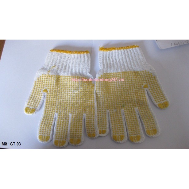 Găng tay len sợi phủ hạt nhựa