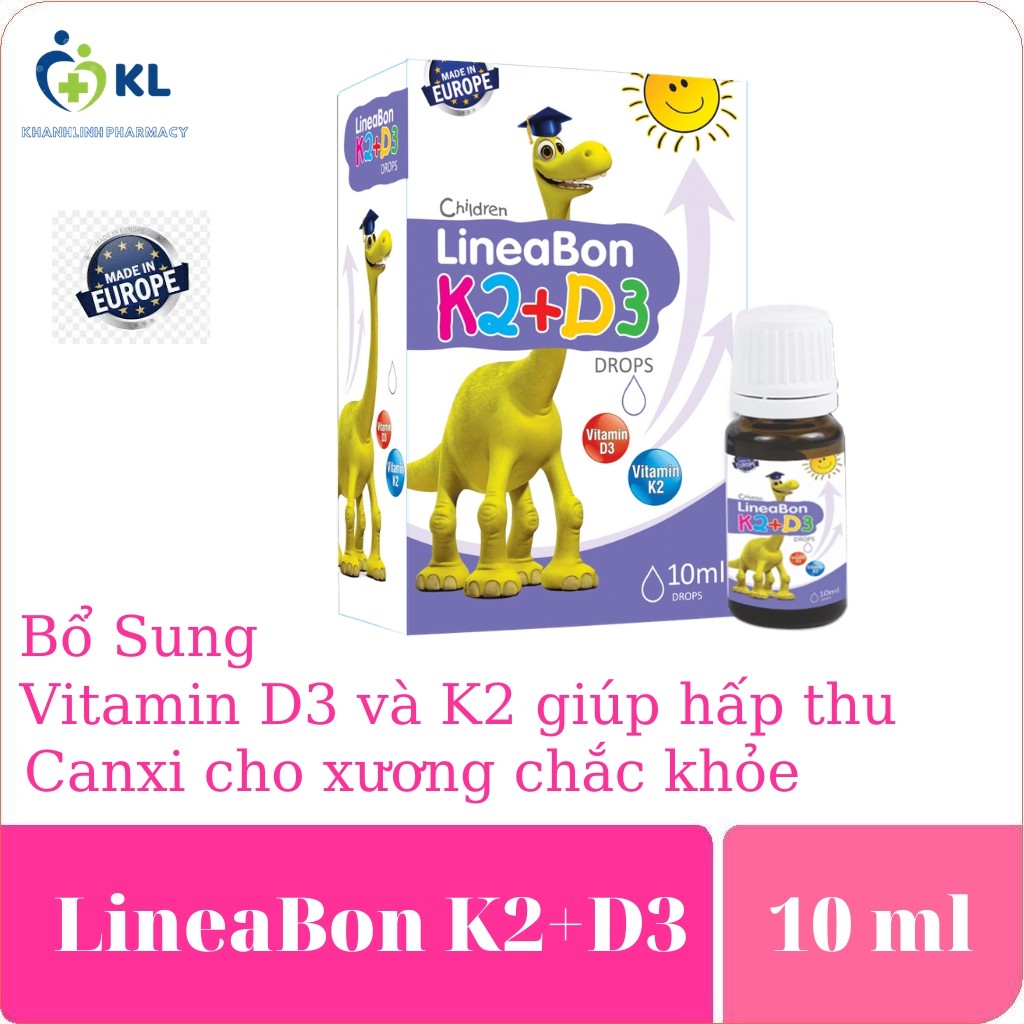 [Kèm Quà Tặng] LineaBon K2+D3 - Bổ sung vitamin K2, D3. Tăng cường hấp thu canxi tối đa (Lọ 10ml)
