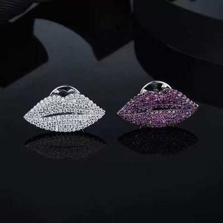 S925 Sterling Bạc vi khảm tinh thể kim cương môi đỏ Trâm Yao chen với cùng một đoạn thời trang phóng đại tính khí hoang 