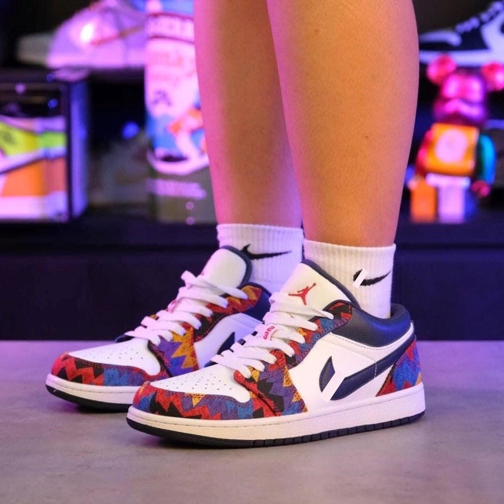 HoPi | Giày sneaker Jordan 1 low thổ cẩm - full box bill.