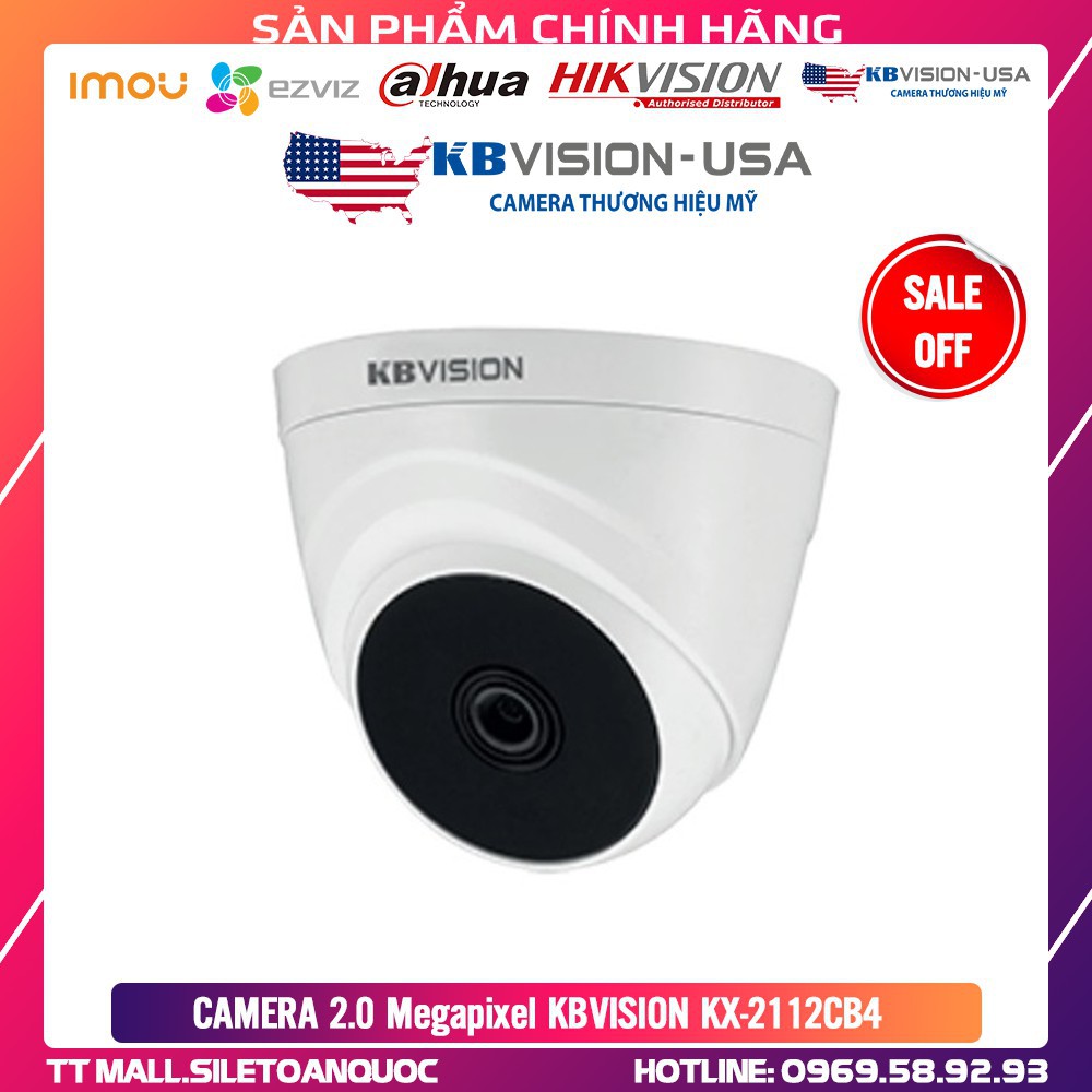 Sale[50%] [GIÁ TỐT] Camera Dome 4 in 1 hồng ngoại 2.0 Megapixel KBVISION KX-2112CB4 - Hàng Chính Hãng