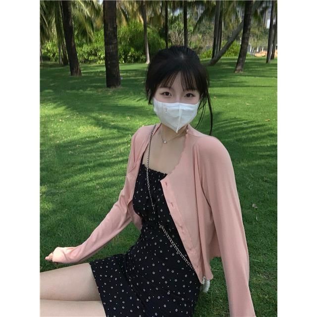 Áo Khoác Cardigan Ngắn Mỏng Màu Sắc Đơn Giản Chống Nắng Thời Trang Cho Nữ