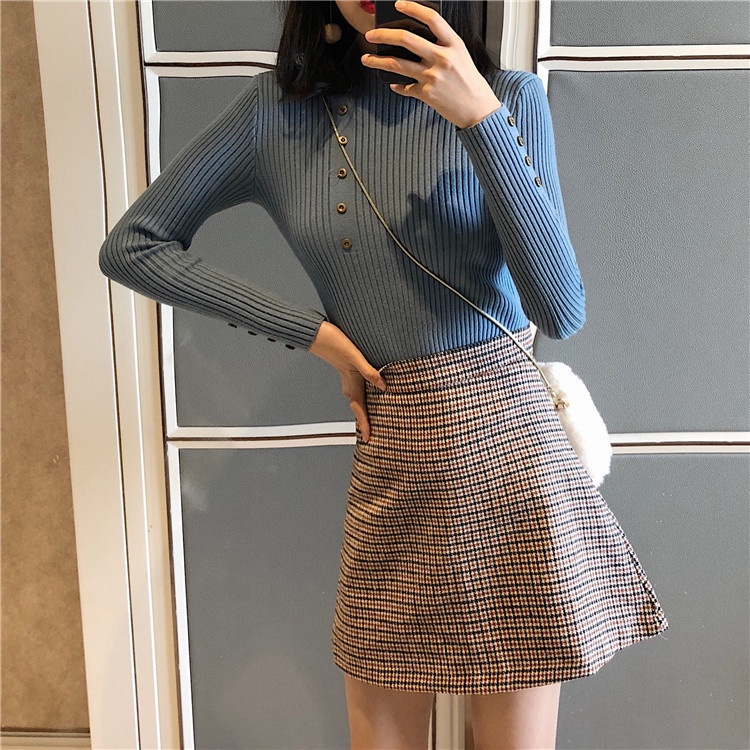 Áo Thun Ôm Tay Dài Cổ Lọ Thun Gân, Áo Len Nữ Trơn Ôm Body Chất Len Mềm Co Giãn Al10