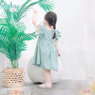 Váy bé gái hoa nhí phối ren tay dễ thương