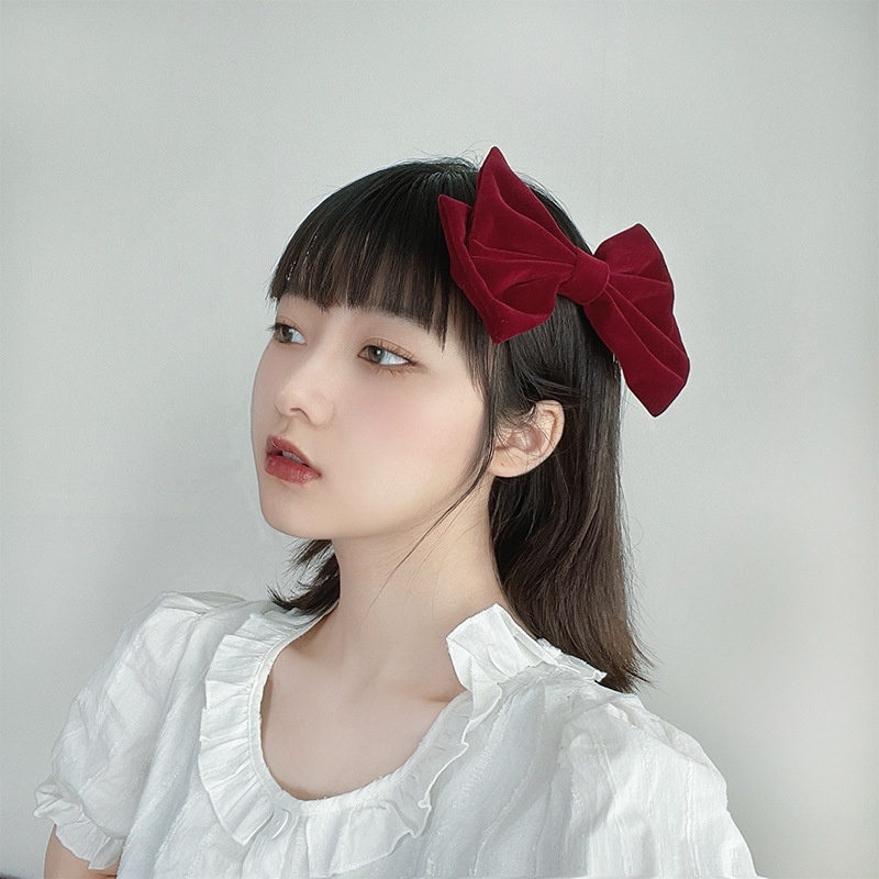 Băng đô cài tóc bằng nhung chống trượt phong cách vintage