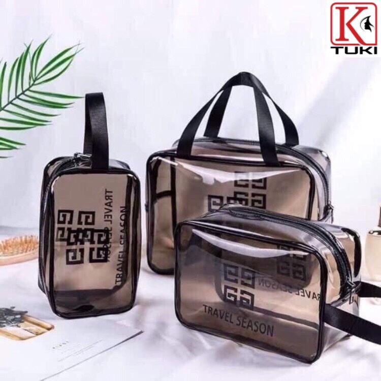 Bộ 3 túi đựng mỹ phẩm trong suốt chống nước